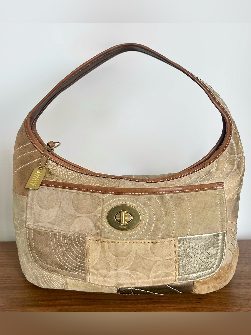 Rare Coach 2007 Limited Edition Ergo Signature Suede Patchwork Large Hobo